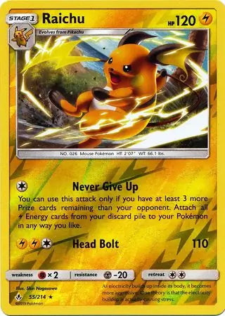 Unbroken Bonds Raichu #55/214 reverse holo